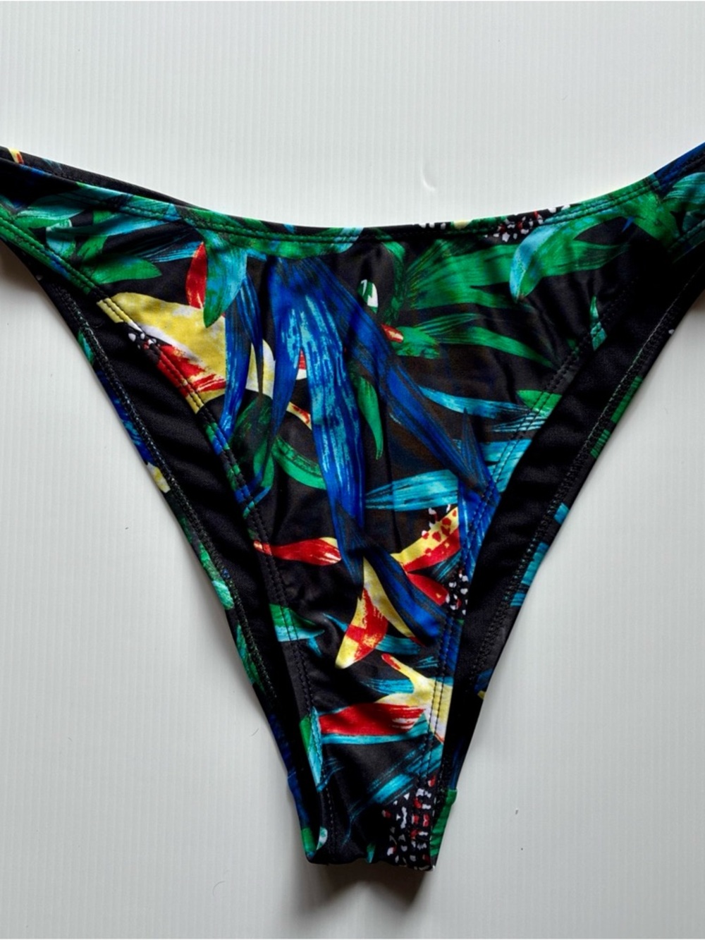 Nasty Gal Cheeky Bikini Swim Bottom High Cut Leg Flirty Tropical Baddie 6 S